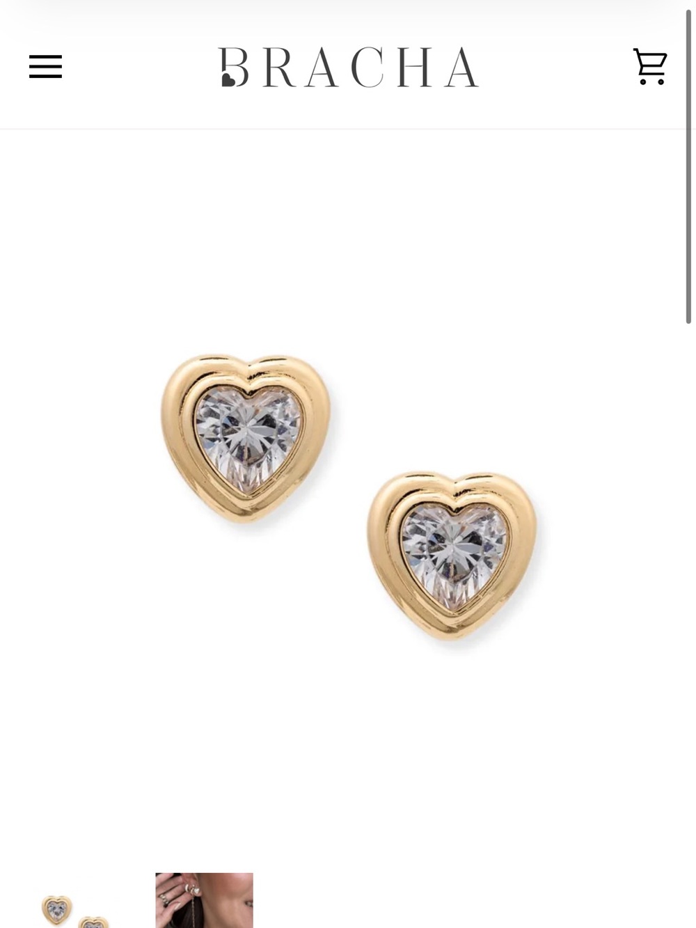 BRACHA Heart Studs - Picture 1 of 3